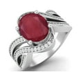 thumbnail image 2 of 10x8MM Oval Shape Ruby Glass Filled 925 Sterling Silver Platinum Plated Solitaire Valentines Day Gifts Ring, 2 of 3