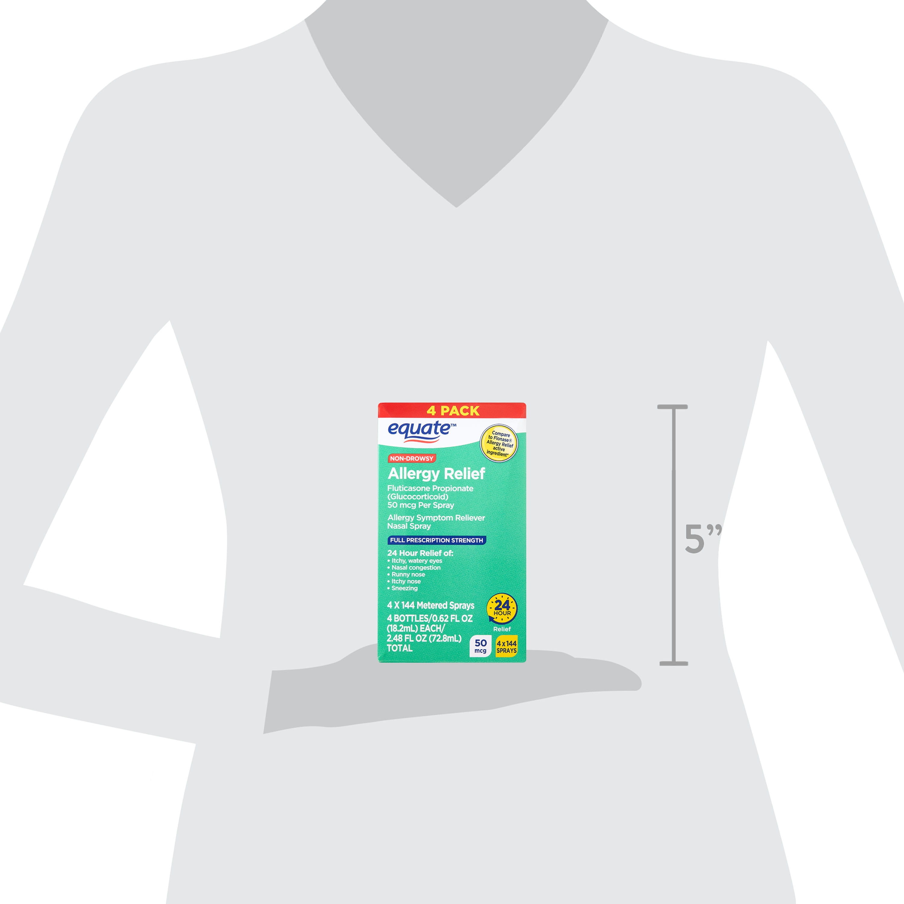 (2 pack) Equate Fluticasone Propionate Nasal Allergy Relief Spray, 50 mcg, Non-Drowsy