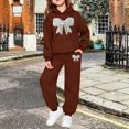 thumbnail image 2 of RMGVDSD Girls Sweatsuit Fall Bow Print Hoodie Sweatshirt Pants Set with Pockets Casual Two Piece Outfit Comfortable Stylish Clothing, 2 of 6