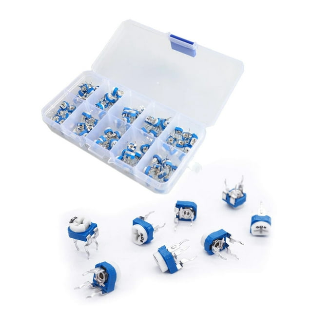 10 Valeurs Tondeuse Potentiomètres Assortiment Accessoires 3 Broches Connecteur Variable en Plastique Résistances Réglables Kit Assorti Composant Électronique