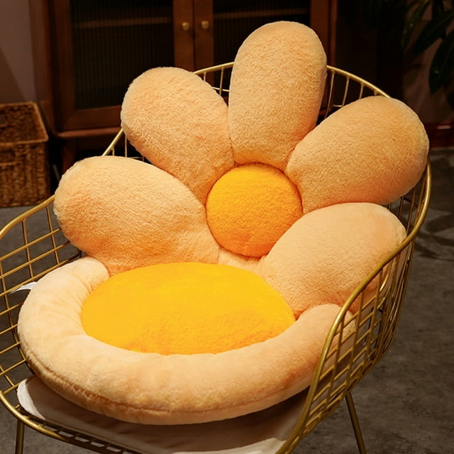 Avdolw Flower Seat Cushion with Backrest,Integrated Plush Chair Pad, Non-Slip Floor Butt Cushion - Polyester, 19.7x19.7x19.7 In