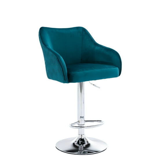 Luccalily Velvet Bar Stools Set of 2,Swivel Adjustable Bar Stools with Back and Footrest,Modern Design and Silver Base for Kitchen,Bistro Pub, Dining Room Counter