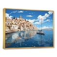 thumbnail image 3 of Designart "Serene Syros Landscape III" Extra Large Coastal Framed Wall Art - Coastal Blue Coastal Port Bedroom Framed Canvas Wall Art, 3 of 7