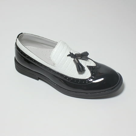 

Boys Casual Stitching Loafers Low Heel Slip-on Tassel Formal Dress Shoes For Party Performance