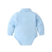 CARETOO Baby Boy Clothes Infant Formal Dress Outfit Set Romper Shirt Bowtie Beret Suspender Pants 0-24M 4Pcs Church Wedding Baptism Suit Cotton Fabric