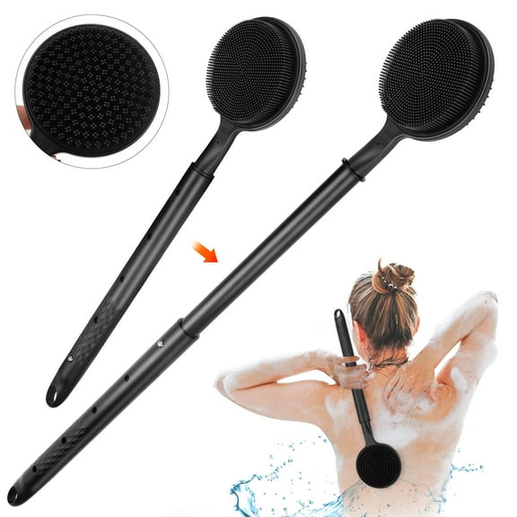 EEEkit Silicone Back Scrubber, 23.5" Long Adjustable Telescopic Bath Brush, Shower Brush for Body