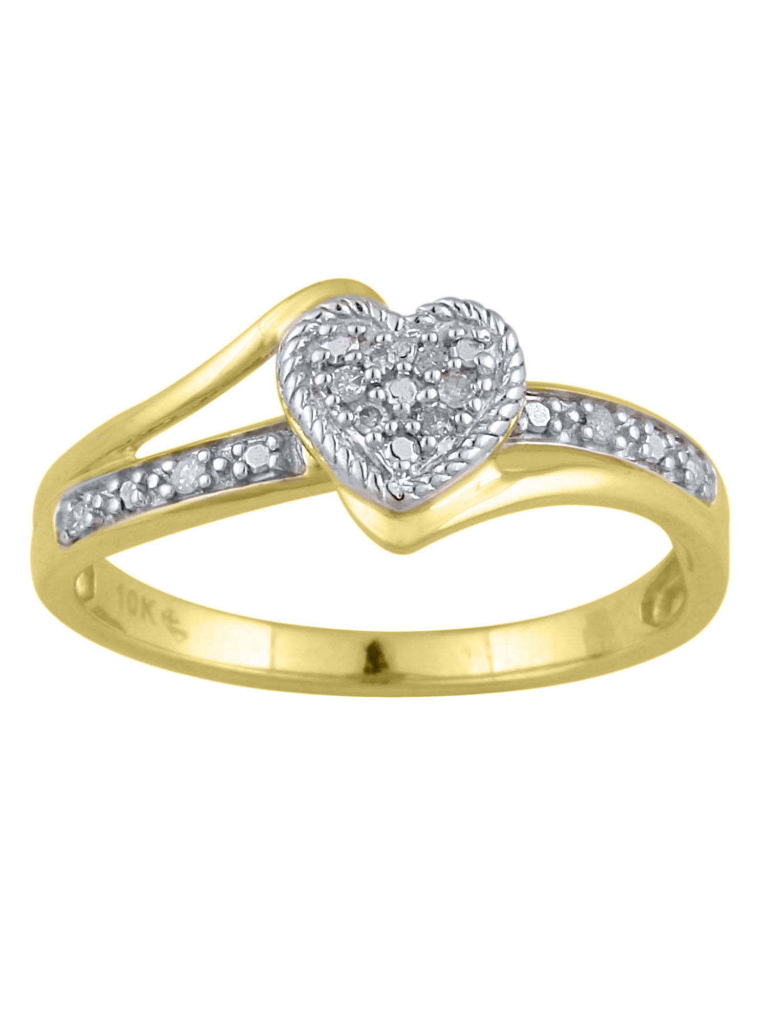 Hold My Hand Diamond Accent 10kt Yellow Gold Heart Promise Ring