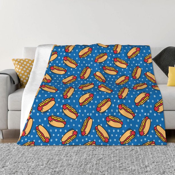 Balery Hot Dog 1 Manta de Franela con Dibujo, Lujo Ultra Suave y Cálido, Antipelusa y Resistente a las Arrugas para Cama, Sofá, Camping -40"x30"