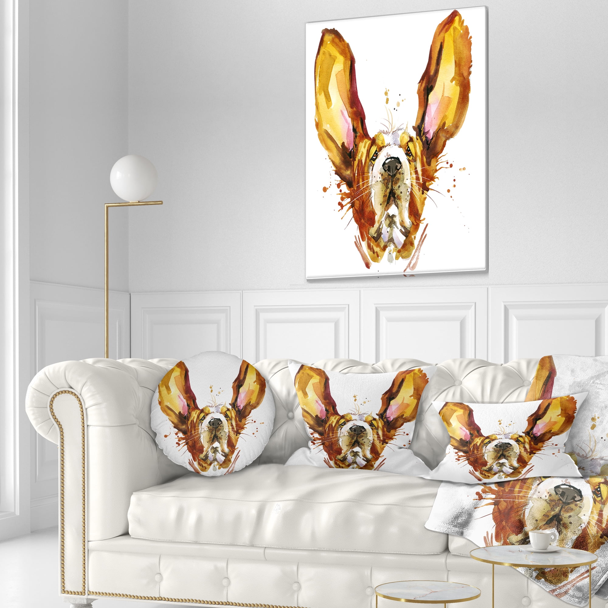 Designart Funny Brown Dog Basset - Animal Throw Pillow - 12x20