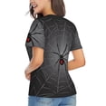 thumbnail image 3 of Vsdgher Black Spider On Web Women Shirts V Neck Short Sleeve Tops T-Shirt Basic Tees, S to 3XLLarge, 3 of 5