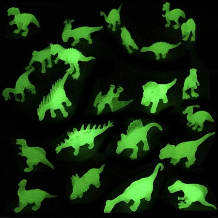 Liberty Imports Dino World Glow in The Dark Miniature Plastic Dinosaur Figures - Mini Toy Jurassic Figurines Assorted (Set of 24)