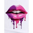 thumbnail image 3 of Women'S Casual Crew Neck Short Sleeve T-Shirt, Polyester Knit Fabric with Medium Stretch, with Colorful Lip Print, for Spring/Summer/Fall, 3 of 7