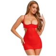thumbnail image 2 of Manyakai Nuisette en Maille Transparente pour Femmes Soutien-Gorge à Armatures Mini Robe de Nuit Rouge TG, 2 of 7