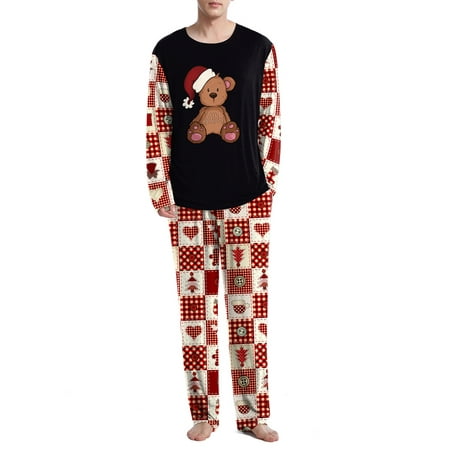 

Huakaishijie Christmas Print Long Sleeves Shirt and Pants - Adult 2 Piece Pajama Set