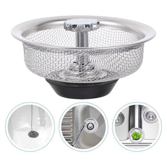 Homoyoyo 2-Pack Stainless Steel Kitchen Sink Drain Strainers with Rubber Plugs and Handles for Home Utility and Bathroom Sinks