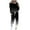Z241023-A-Black, variant on EHQJNJ Sweatsuit Outfits for Women 2 Piece Set Zip Up Sweatsuit Set for Women Petite Women's Solid Color Round Neck Casual Loose Long Sleeve Top and Pants Set