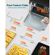Air Fryer Toaster Oven Combo, 28Quart 12-in-1 Extra Large Countertop Convection Oven with LED Display, Toast, Roast, Bake, Reheat, Broil & Steam , 7 Accessories+Recipe, Black