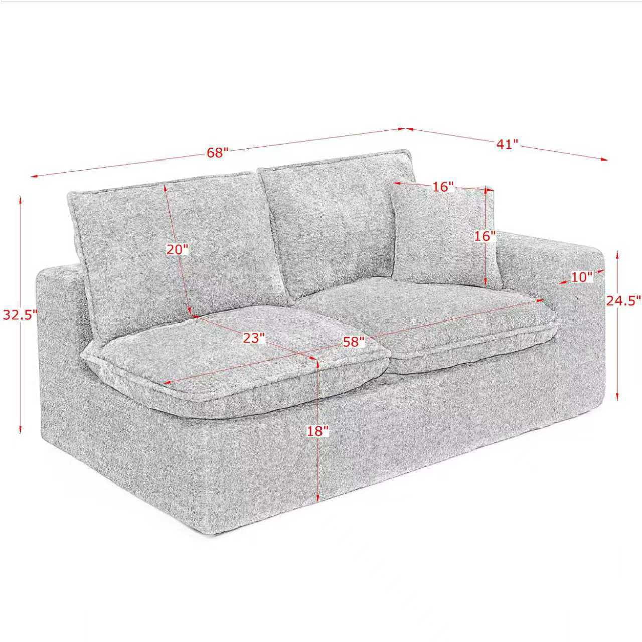 107" Boucle Sectional Sofa L Shaped Couch with Ottoman Cloud Couch 4 Seat Modular Sofa Deep Seat Living Room Furniture, Green