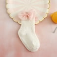thumbnail image 2 of Biekopu Toddler Girls Ankle Socks Breathable Knit Ribbed Bow Princess Socks for Party, Wedding, Travel, 2 of 3