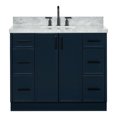 thumbnail image 2 of Ariel Kelly 43 Inch Single Oval Sink Bathroom Vanity With Italian Carrara Marble Countertop 1.5 Inch Edge In Midnight Blue, 2 of 12
