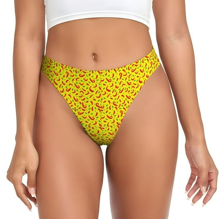 Gaeub Red Hot Chilly Print Women s Thong No Show Panties Low Waist G-String Seamless Thongs Breathable Panties-Large