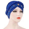 thumbnail image 2 of Cheers.US African Women Turban Cap Beaded Headscarf Beanie Twisted Braid Wrap Hat Faux Pearl Headwrap, 2 of 2