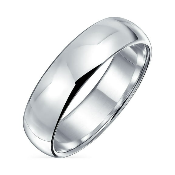Bling Jewelry Mens Unisex Classic Minimalist Dome Sterling Silver Ring for Couples Wedding Band