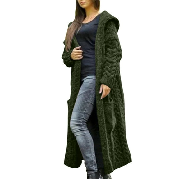 CAICJ98 Cardigan For Women Fall Womens Long Sleeve Open Front Cable Knit Cardigan Sweater Outwear with Pockets Green,3XL