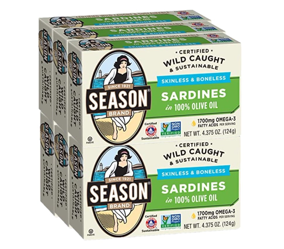 Season Skinless & Boneless Sardines in Olive Oil, 6 Count