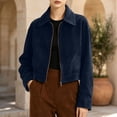 thumbnail image 6 of HomeDM Faux Suede Jacket for Women Long Sleeve Collared Zip Up Cropped Coat Casual Fall Winter Outerwear, 6 of 8