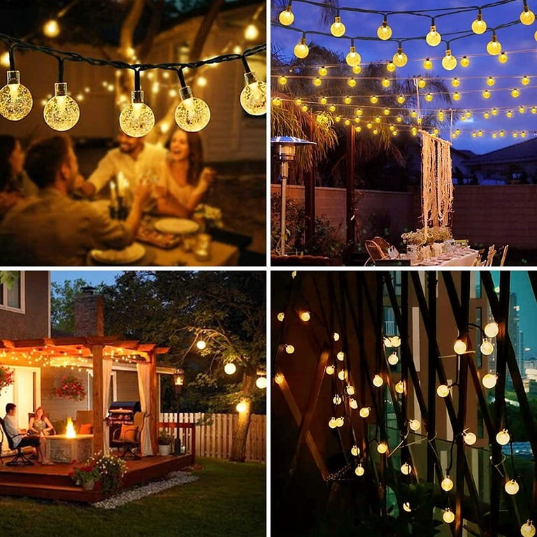 Madison Solar String Lights Color White Outdoor, 20ft 30 LED Crystal Ball  Waterproof Solar Powered - Walmart.com