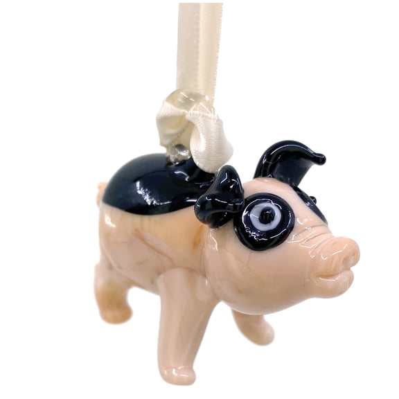 Pig Ornament – Glass Art Hanging Christmas Tree Figurine, Gift Boxed