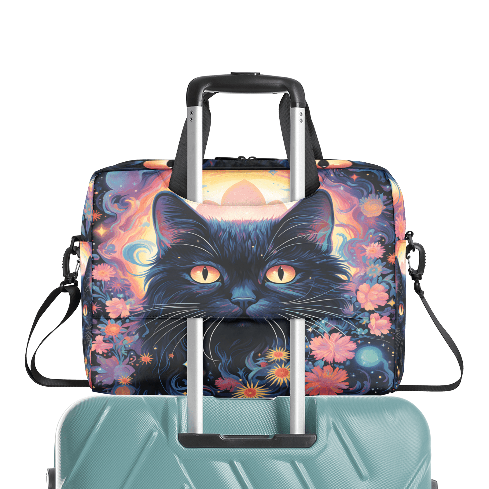 Herdesigns Boho Cat Laptop Bag for Women Men, Computer Case Briefcase Messenger Bags, 15-15.6 inch Laptop Sleeve Shoulder Bag