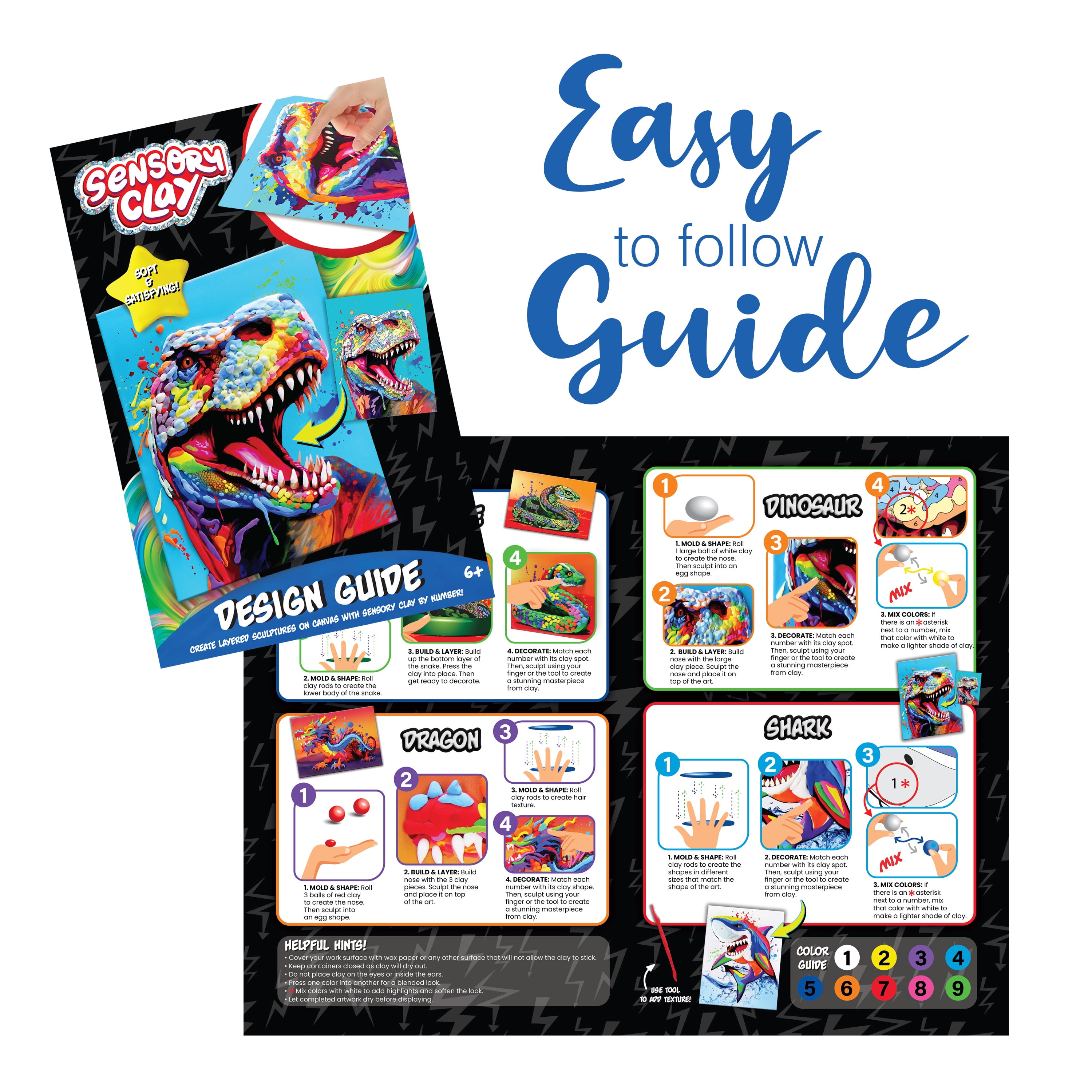 (3 pack) Sensory Clay by Number Dinosaur & Friends