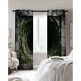 thumbnail image 3 of 3D Optical Illusion Blackout Curtains 63 Inches Long, Visual Trap Looks Like Holes Green Grey Thermal Insulated Black Out Curtains, Darkening Window Curtain for Bedroom Living Room 52"x63" 2 Panels, 3 of 9