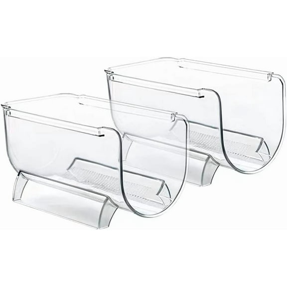 2 Pack Bottle Rack, Fridge Organizer Bottle Rack, Stackable Wine Rack Plastic Bottle Holder (2)