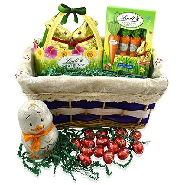 Lindt EASTER Gift Basket Lindt GOLD BUNNY Basket 3.5 Ounce Lindt