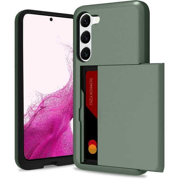 Galaxy S23 5G Case with Card Holder,Galaxy S23 Wallet Case Anti-Scratch Dual Layer Hidden Pocket Phone Case Shockproof Cover Compatible with Samsung S23 5G-Green