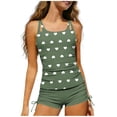 thumbnail image 3 of MKOSPLRT Girls Print Tankini Swimsuit Two Piece with Bra Pads Adjustable Straps Cute Love Heart Surf Style Swimwear 7-16 Years, 3 of 9
