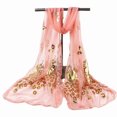 thumbnail image 3 of Pink Nylon Shawl Scarf, Women Lady Multi-color Peacock Flower Scarf Long Soft Wrap Shawl Stole Pashmina, 3 of 3