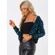thumbnail image 2 of Chaqueta Bomber Allegra K con lentejuelas de Manga Larga y Brillo Azul S, 2 of 6
