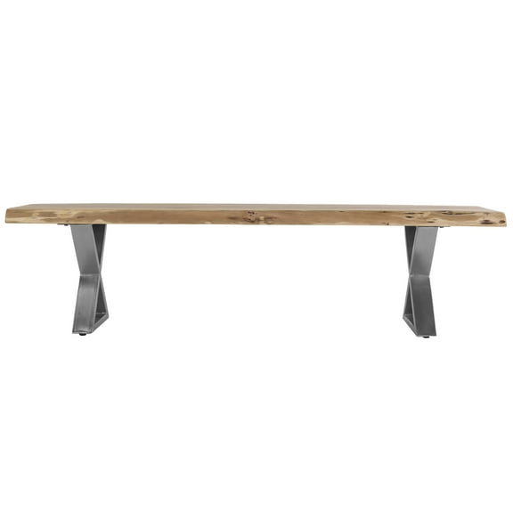 Primo Loomie Brown Wood and Metal Dining Bench