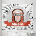 thumbnail image 1 of Black White Tapestry, Old Vintage Music Radio Box Cartoon Image Notes Art Print, Fabric Wall Hanging Decor for Bedroom Living Room Dorm, 5 Sizes, Orange Pale Grey Black, by Ambesonne, 1 of 1