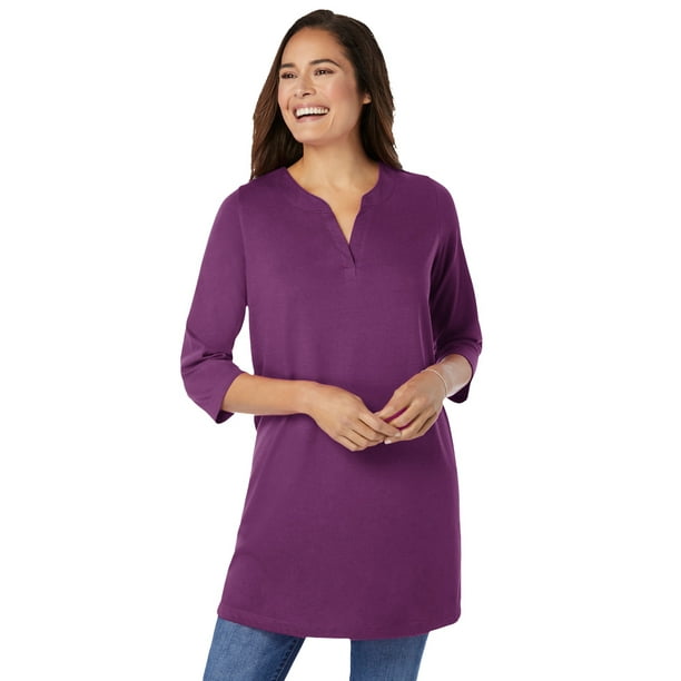 Woman Within - Woman Within Women's Plus Size Three-Quarter Sleeve ...