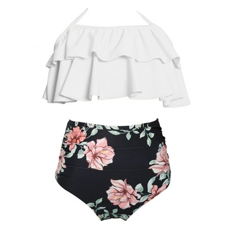 

Girls Swimsuit 2 Piece Size 116 For 4 Years-5 Years Ruffles Floral Print Two Pieces Beach Wear Swimwear Bikini Set Kids Bathing Suits For Girls