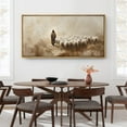 thumbnail image 4 of Large Framed Canvas Print The Good Shepherd Framed Canvas - Jesus Leading Sheep Spiritual Artwork Wall Art Decorative Ready to Hang Painting for Living room Bedroom - 60"x30" Natural Frame, 4 of 7