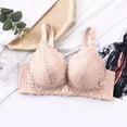 thumbnail image 3 of Bigersell Womens Lace Bralette Comfort Strap V-Neck Push up Bras for Women Wireless Sports Bras Hook and Eye Closure Wire-Free Everyday Bras Underwear Q-4-Beige 34, 3 of 4