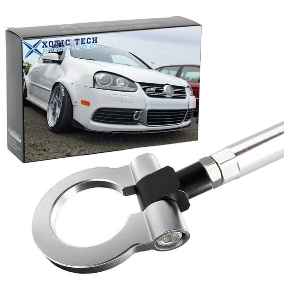 Xotic Tech JDM Sport Track Racing Style CNC Aluminum Screw-on Tow Hook Front Rear Bumper Compatible with BMW 2 3 4 5 Series X1 X3 X4 X5 IX3 Z4 or Mini Cooper F55 F56 R60 R61 (Silver)