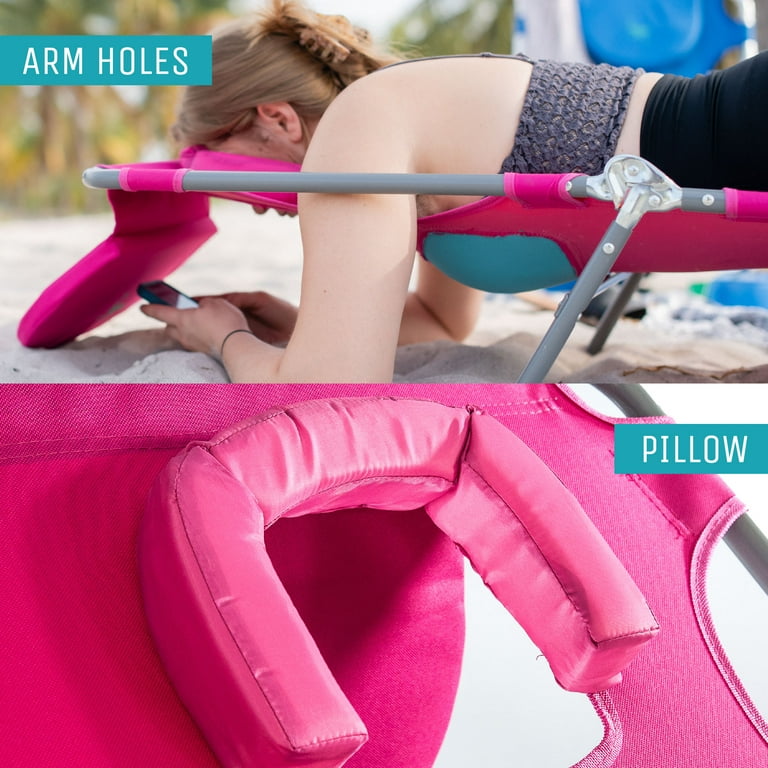 Ostrich Ladies Comfort Adjustable Lounger Beach Chaise Pink Polyester Steel
