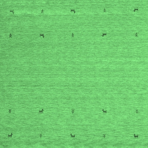 Ahgly Company Indoor Square Abstract Emerald Green Contemporary Area Rugs, 3' Square